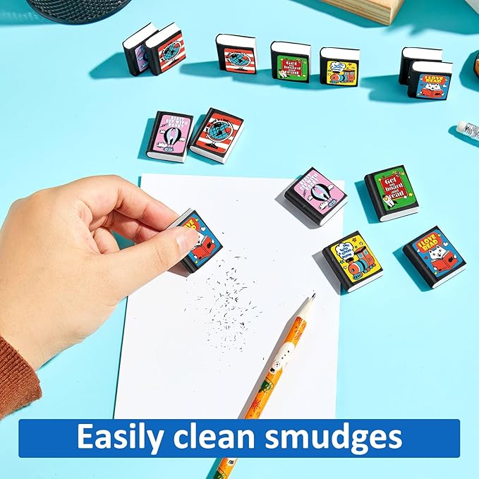 party greeting 100Pcs I Love to Read Pencil Erasers Fun Erasers Bulk - Image 5