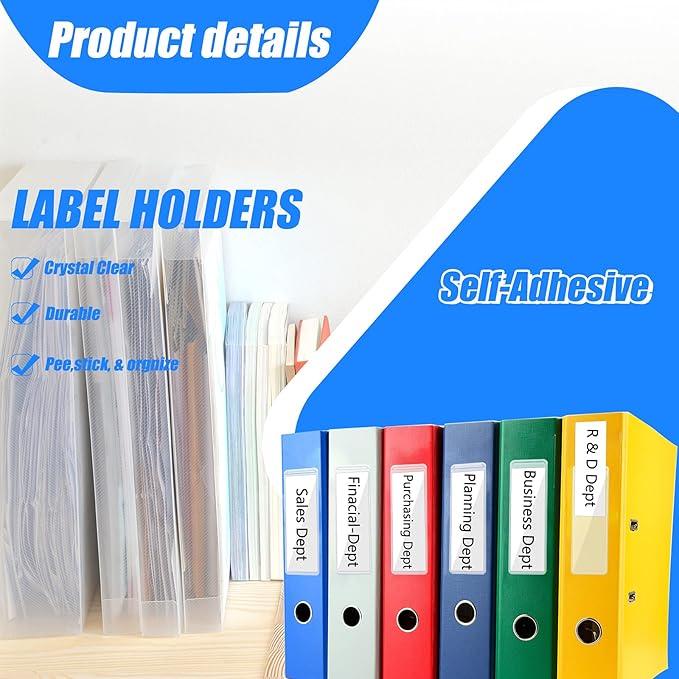 120 Pieces Clear Binder Label Holders Self Adhesive Label Holder Clear Adhesive - Image 2