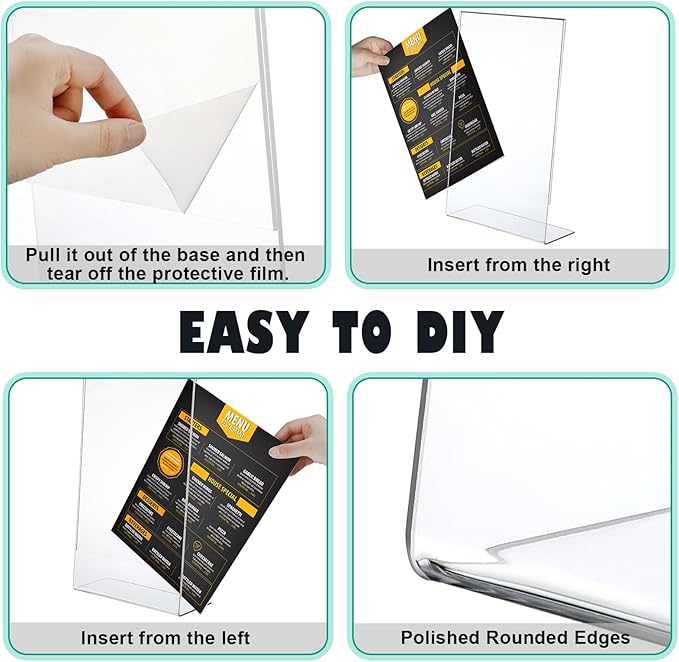 Wenqik 4 Packs 8. 5" x 14" Sign Holders Vertical l Shape Frame Acrylic Document - Image 3