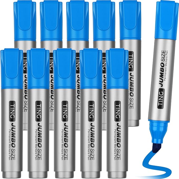 Fuutreo 10 Pack Jumbo Permanent Markers Bulk Large Chisel Tip Permanent Markers by Fuutreo