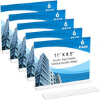 6 Pack Acrylic Sign Holder 11 x 8.5 Horizontal, Double-Sided Clear Sign Holder by DECOHOBO