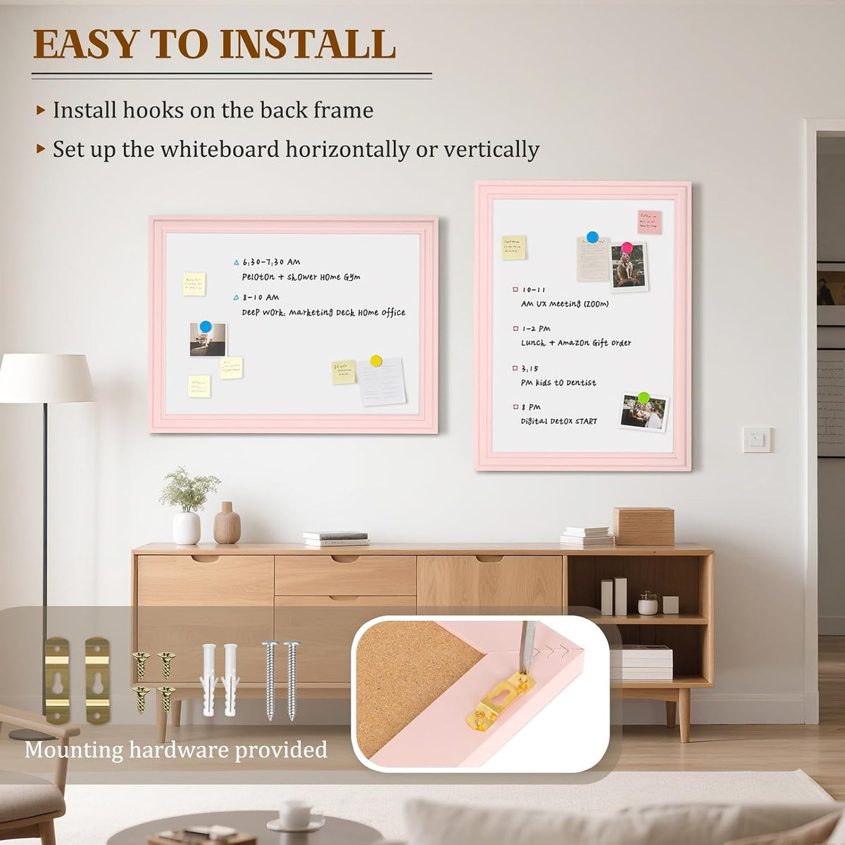White Board for Wall, 24'' x 18'' Magnetic Dry Erase Board, Pink