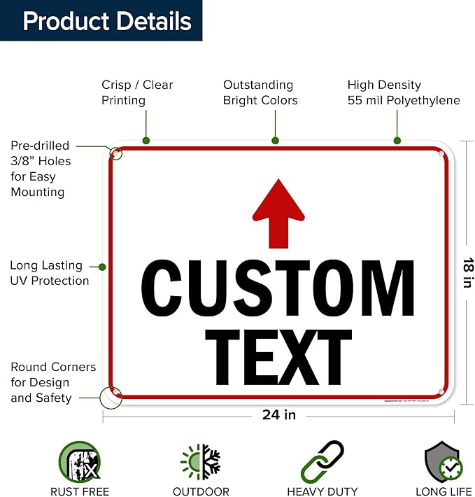 Custom Arrow, Custom Directional Sign, Up Arrow, 18x24 Inches, 55 mil thick - Image 6