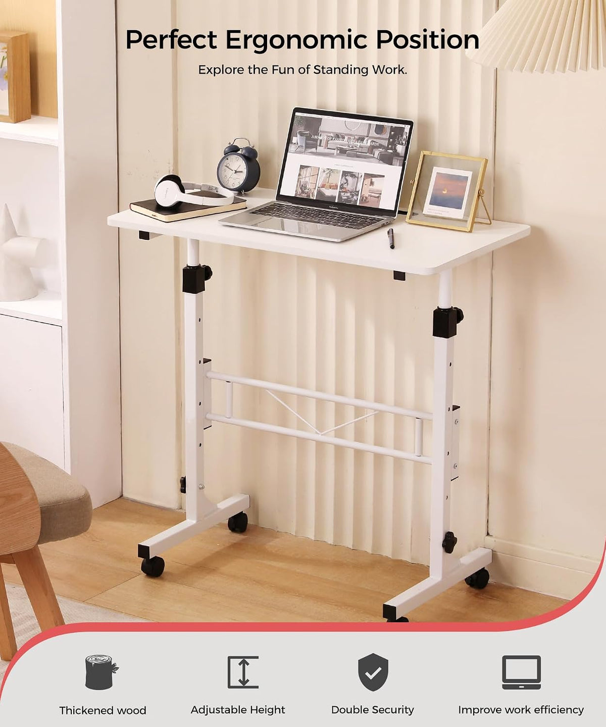 KLSMYHOKI Standing Desk Adjustable Height, Mobile Stand Up Desk with Wheels