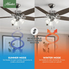 hunter builder plus, indoor, ceiling fan, 5 blades, side view