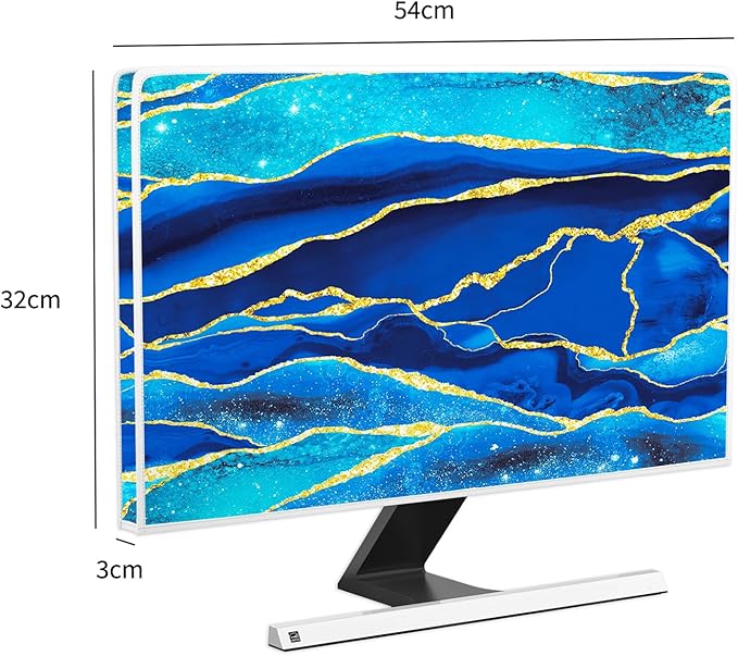 Baocicco Royal Blue Marble Waterproof Computer Monitor Dust Cover 22, 25 Inch - Image 5