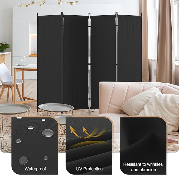 Kecreque Room Divider 4 Panel Partition Room Dividers & Folding Privacy Screens - Image 3