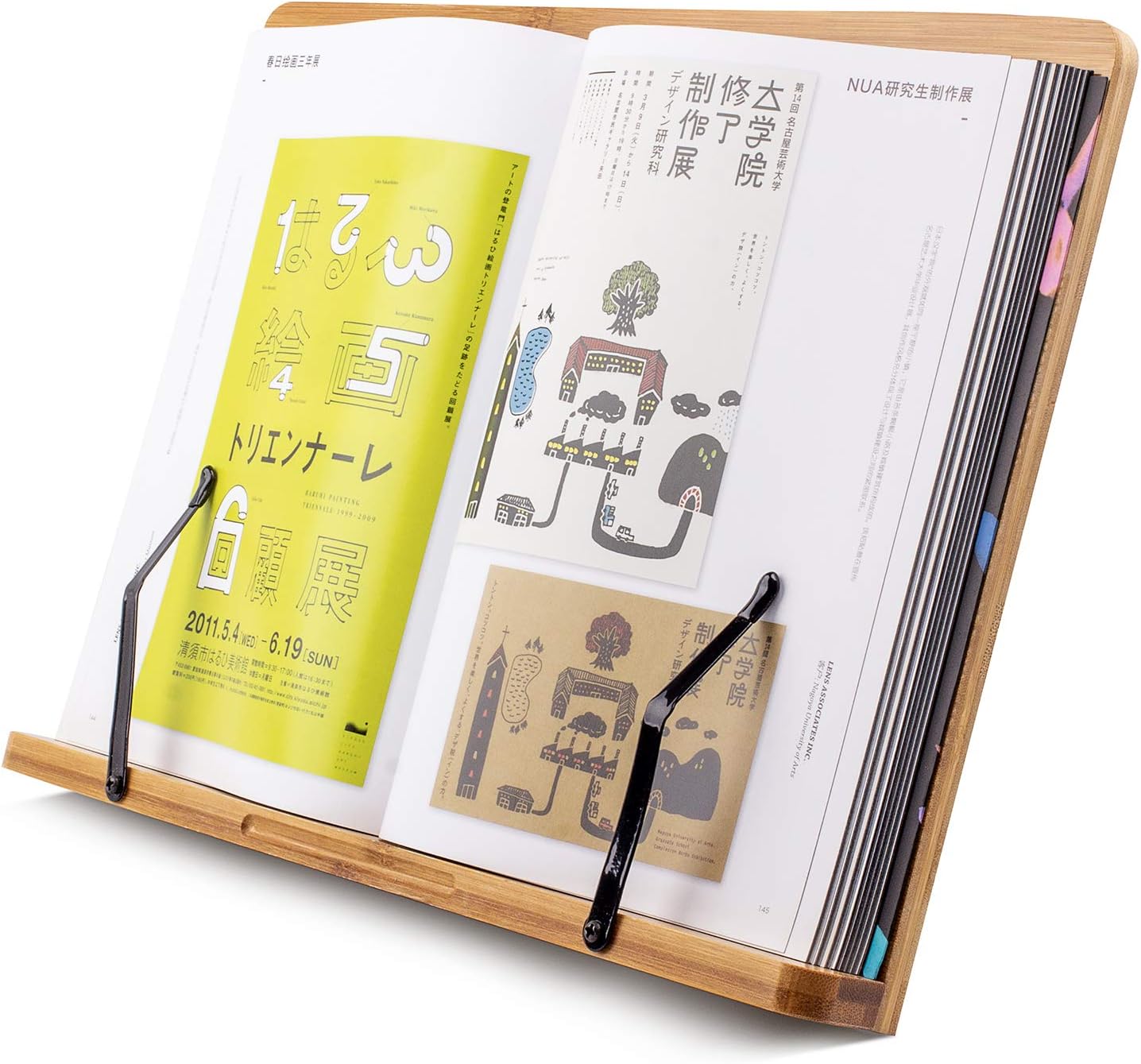 (15.4 x 11 Inch) Large Book Stand for Reading Hands Free,Recipe Book Holder | Cookbook Holder for Kitchen Counter,Textbook Stands for Heavy Thick Books,Bamboo Holders for Bible,Tablet,Law School,Drawing
