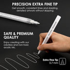 Grabie 6 White Extra Fine Tip Acrylic Paint Marker Set, 6 Pack, 0.7mm Acrylic - Image 5