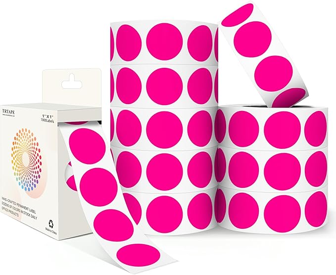 Fluorescent Pink 1 Inch Round Color Coding Dot Labels, 10 Rolls 10000 Dot by Unknown