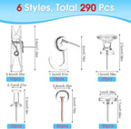 290 Pcs Push Pins, 6 Style Thumb Tacks Set - Image 2