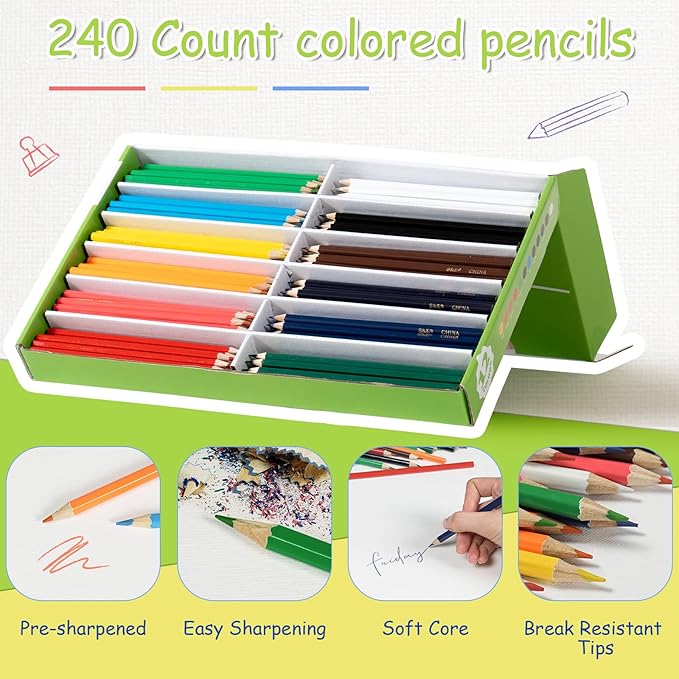 S & E TEACHER'S EDITION Colored Pencils 240Pcs, Coloring Pencils Set Drawing - Image 2