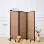 Furnnylane 3 Panel Short Room Divider Screen, Small Bamboo Panel Divider - Image 2