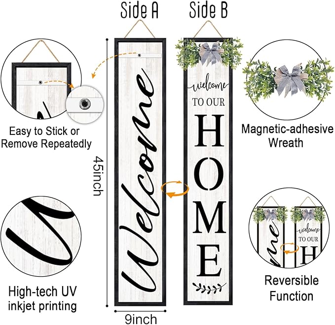 Double-sided Welcome to Our Home Wooden Sign Stand - Image 3
