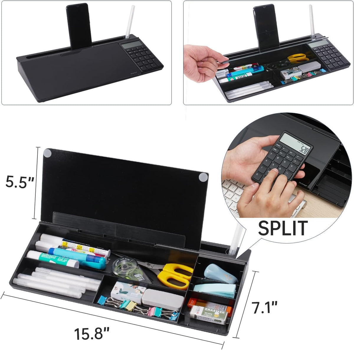 Small Glass Desktop Whiteboard Dry-Erase-Board - Computer Keyboard Stand with...