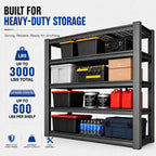 tote storage rack, garage shelving heavy-duty storage bin showing dimensions