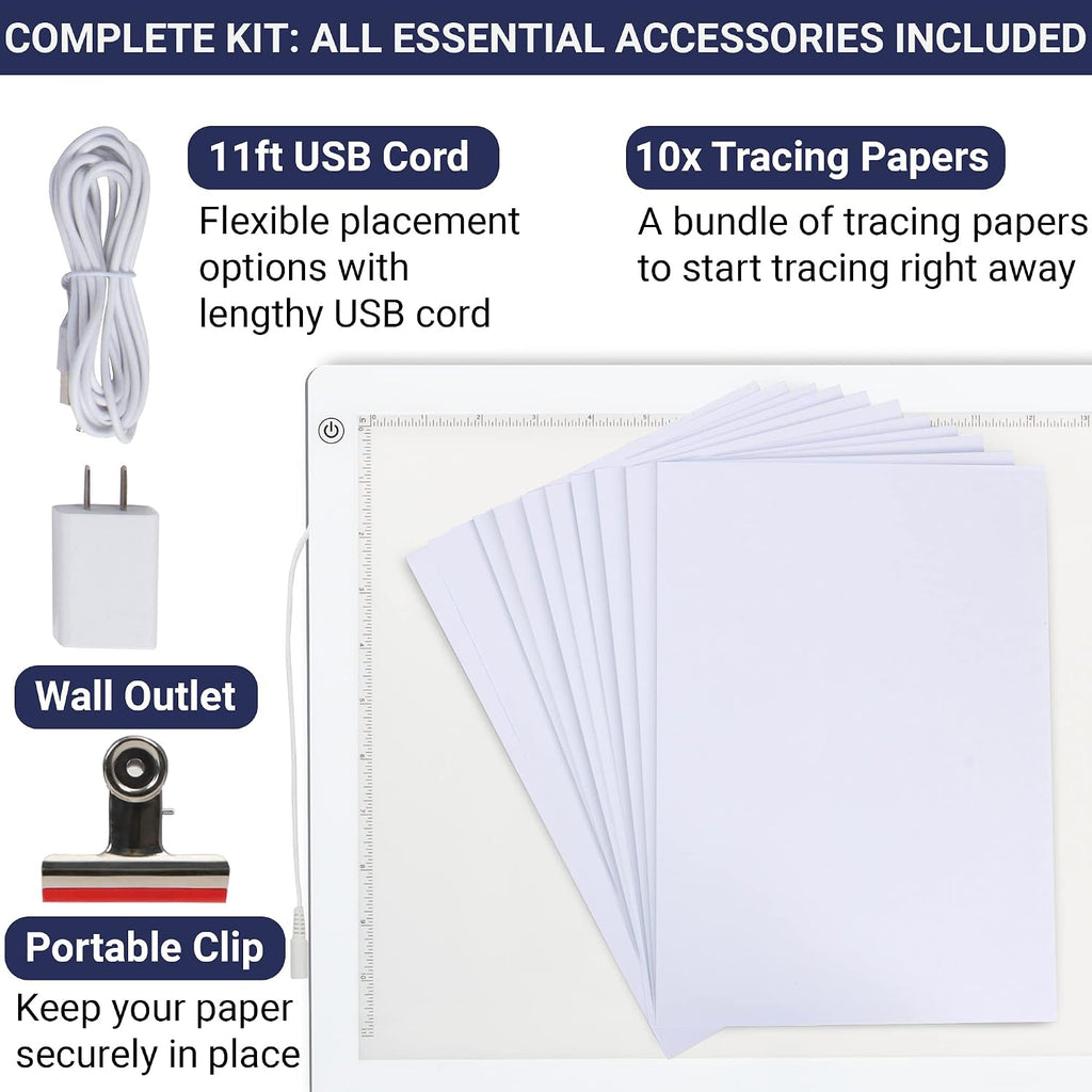 led tracing light box, 19" ultra-thin light pad shown in use