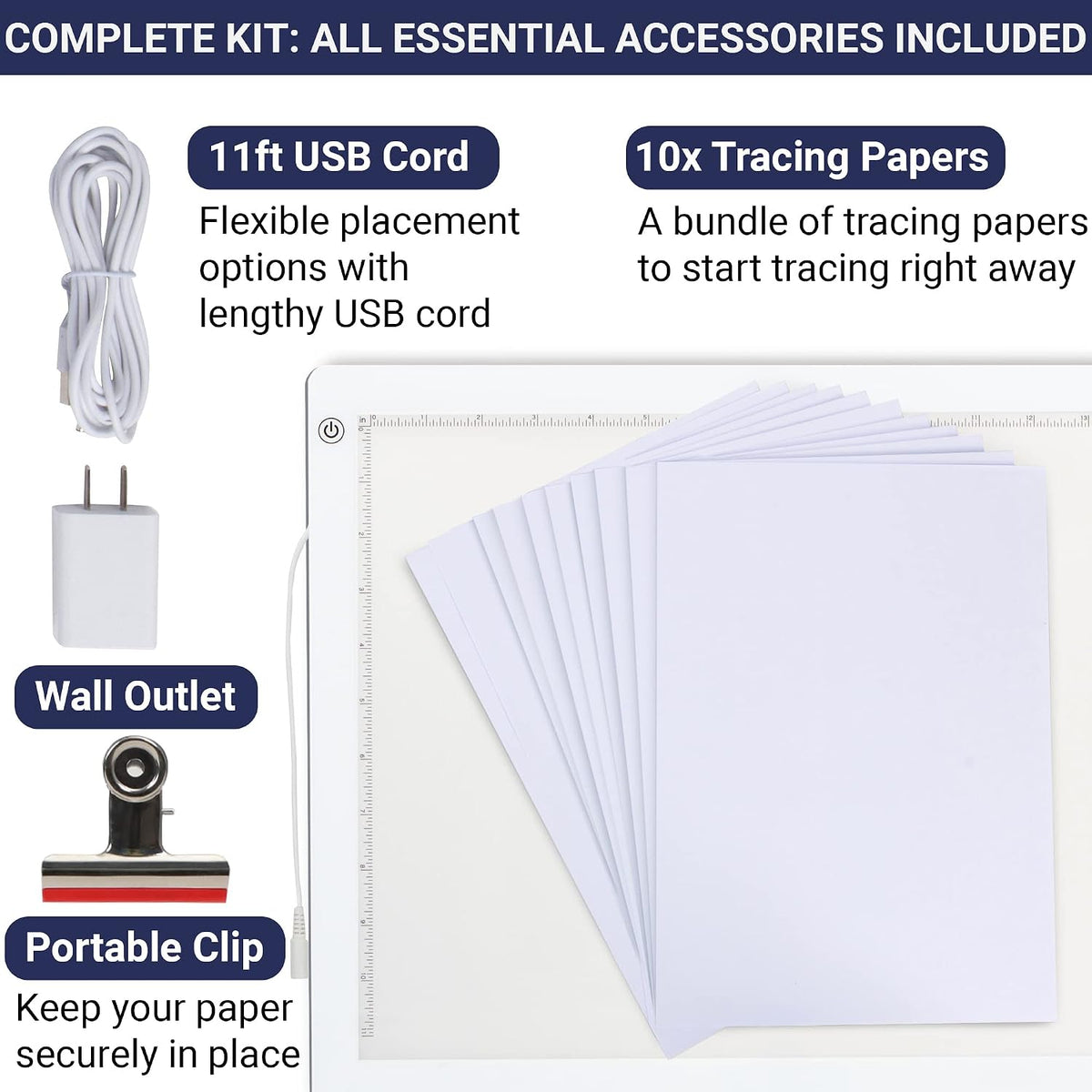led tracing light box, 19" ultra-thin light pad shown in use