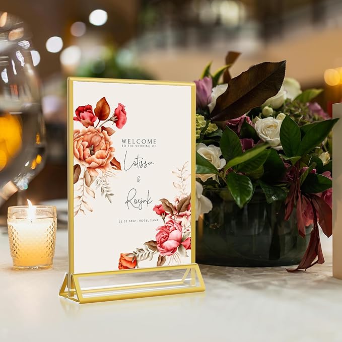 5x7 Gold Acrylic Sign Holder, 12 Pack Wedding Table Number Stands - Image 8