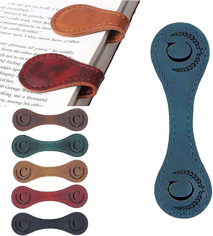 Artlaza Personalized Magnetic Leather Bookmark, 26 Letters Custom Leather by Artlaza