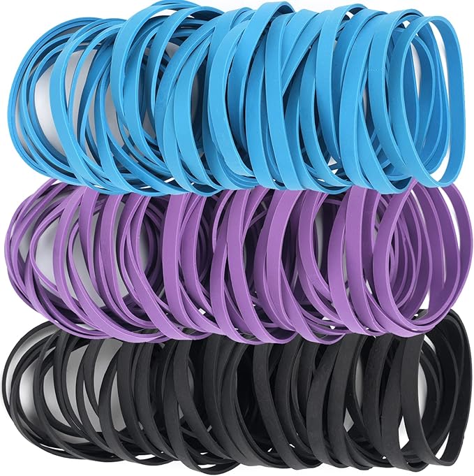 AMUU Rubber Bands Size #64 227g/0.5 lb Purple Blue Black Rubber Bands by AMUU