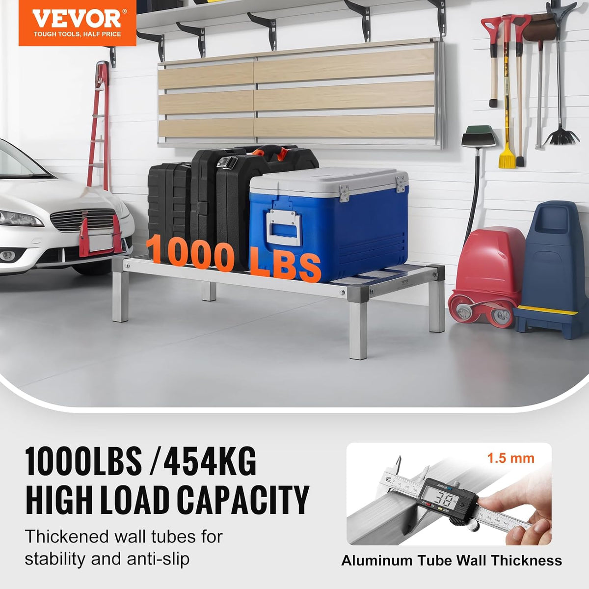 vevor aluminum dunnage rack, 36” x 20” commercial shown in use