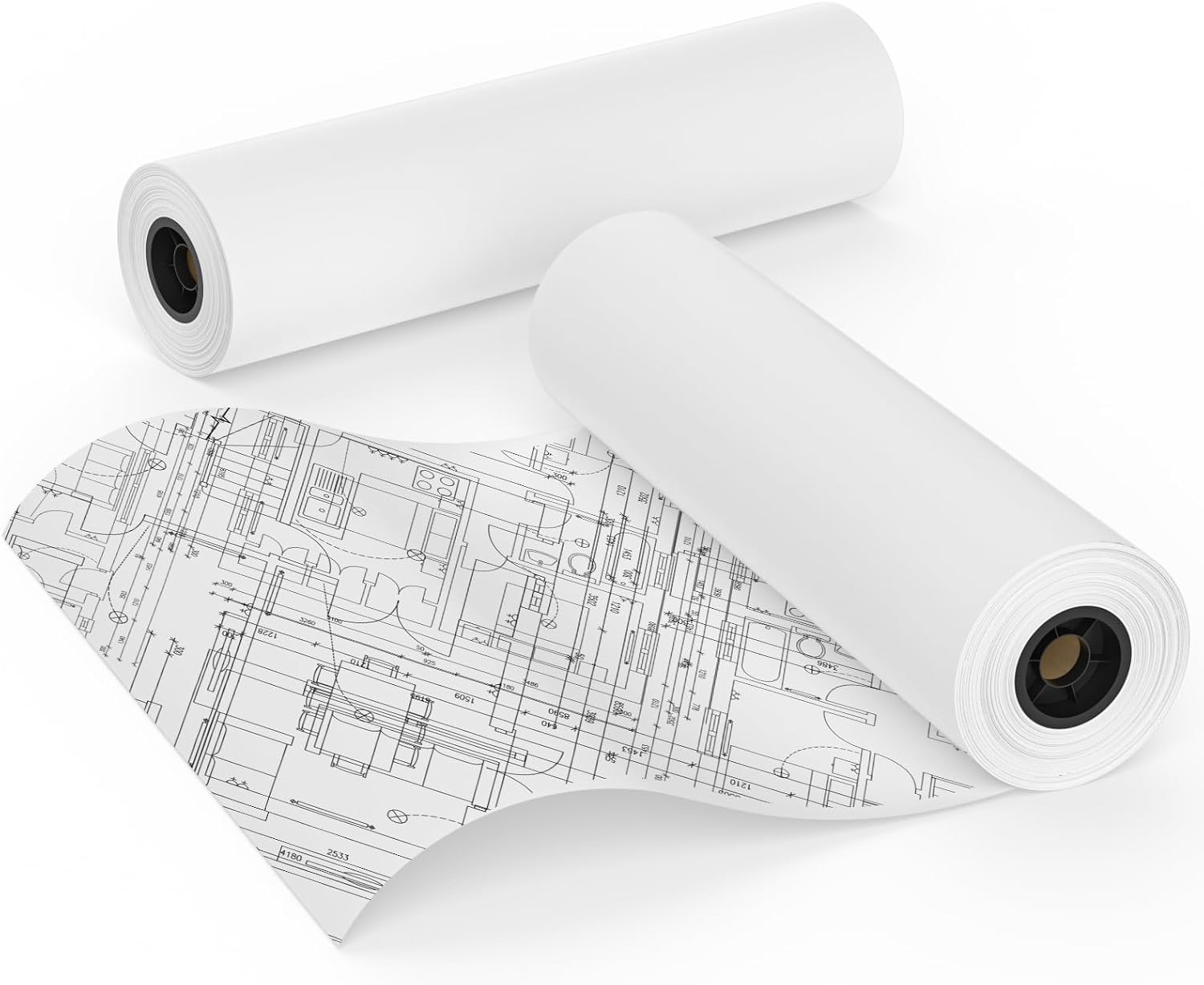 Wide Format Paper 36 in x 150 ft CAD Bond Rolls, 2 Rolls Plotter Paper on 2" Core for CAD Drawings, Engineering Plans, GIS Maps & Architectural Designs