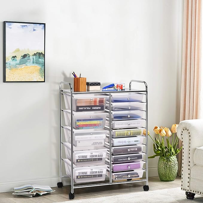 GLACER 15 Drawers Rolling Cart, Storage Cart - Image 2