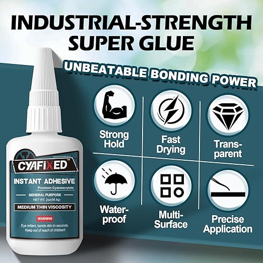 Medium-Thin Super Glue 4oz Clear Liquid CA Glue - Image 2
