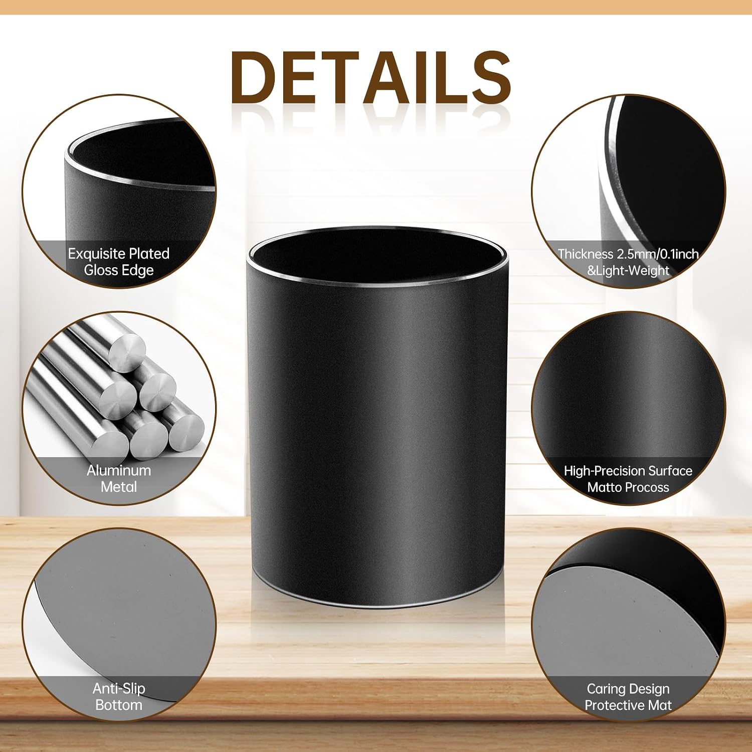 Christian Gifts,Metal Pen Holder Aluminum Pencil Holder for desk,Round Desktop Organizer and Black Pencil Cup for Office, School, Home and Stationary Supplies (Philippians 4:13)