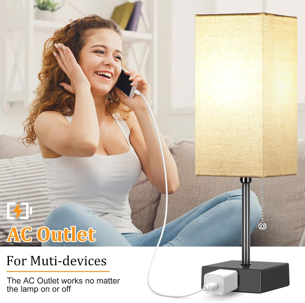 15'' bedside table lamp for bedroom small night, package contents