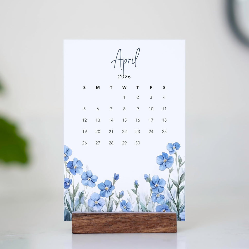 (2 Pack) Wood Calendar Stands - Desk Calendar Base - South American Walnut - Wooden Block - Monthly Desk Card Refill Holder - Office Home Gift Decor