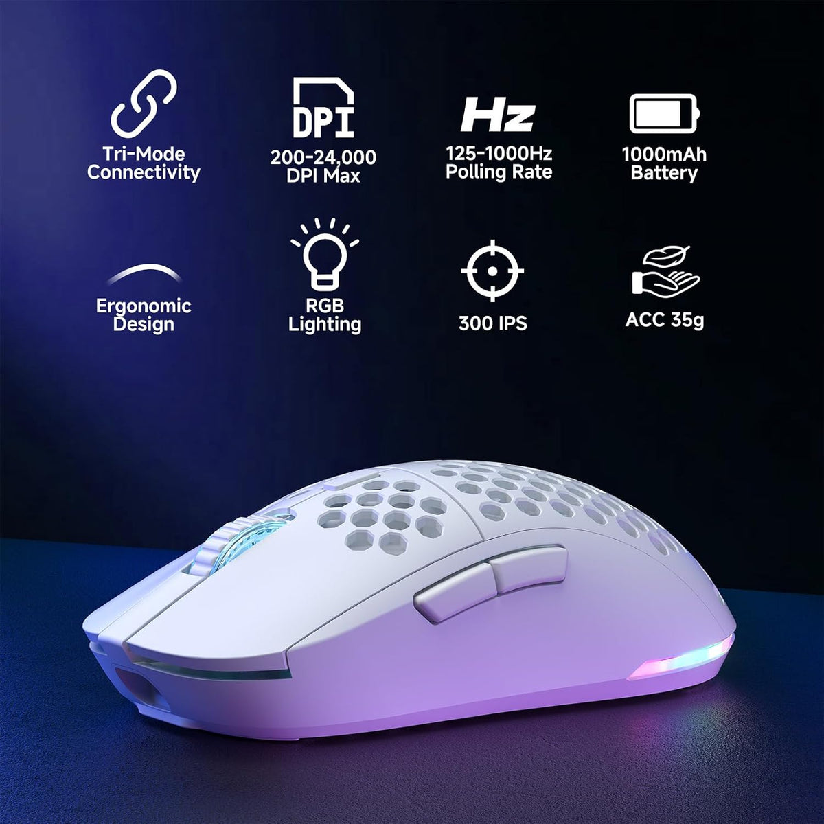 DIERYA M1 Wireless Gaming Mouse, 24000DPI, 180Hrs Battery, 16.8M RGB, 6 Progr...