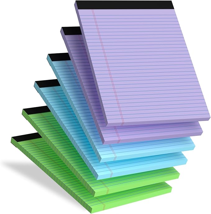 Legal Pads 8.5 x 11 In, Colored Legal Pads, 6 Pack Note Pads 8.5 x 11 Writing by Aidunmis