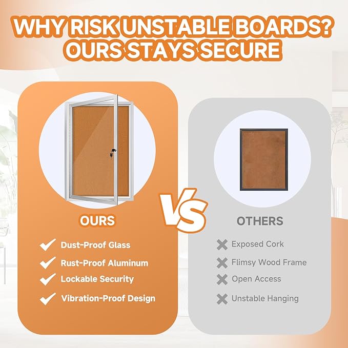 Enclosed Bulletin Board with Locking Door, Outdoor Bulletin Board Weatherproof - Image 4