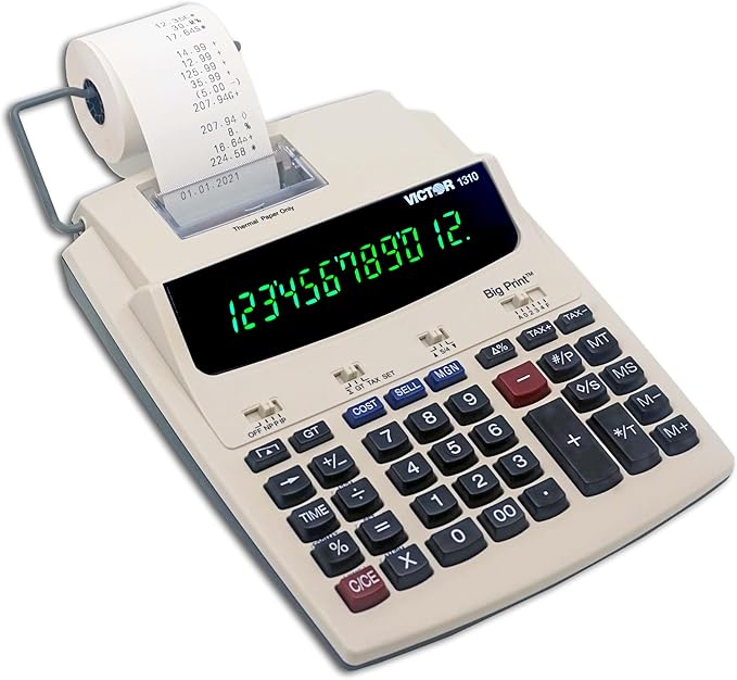 Victor 1310 Big Print Printing Calculator, 12-Digit LED Display, Fast Ink-Free by Victor