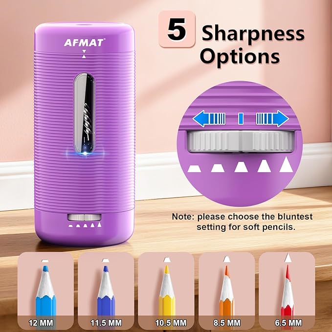 AFMAT Electric Pencil Sharpener, Fully Automatic Pencil Sharpener, Auto in & Out - Image 5