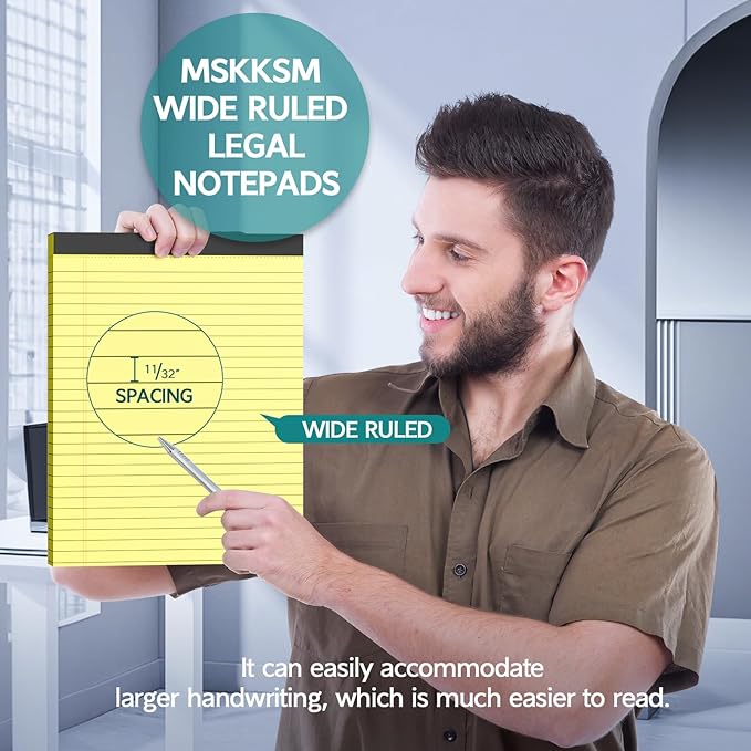 MSKKSM Legal Pads 8.5 x 11, 2 Pack Yellow Note Pads 8.5 x 11 Writing Pads - Image 3