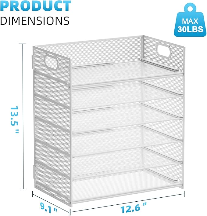 Marbrasse 6 Tier Paper Organizer Letter Tray - Image 3