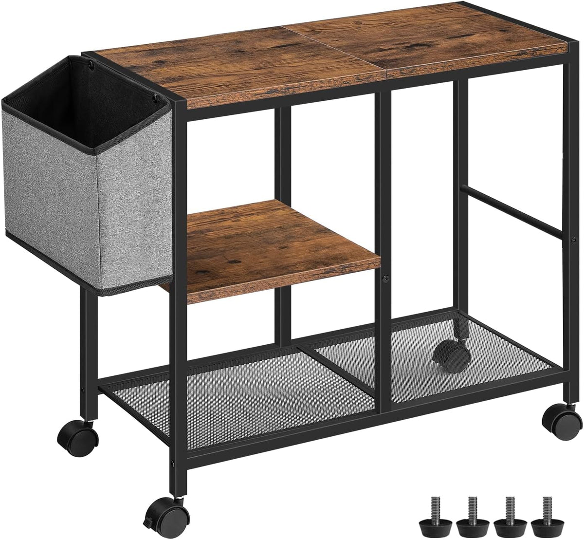 MAHANCRIS Printer Stand with Storage Bag, 3-Tier Mobile Under Desk Printer Ca...