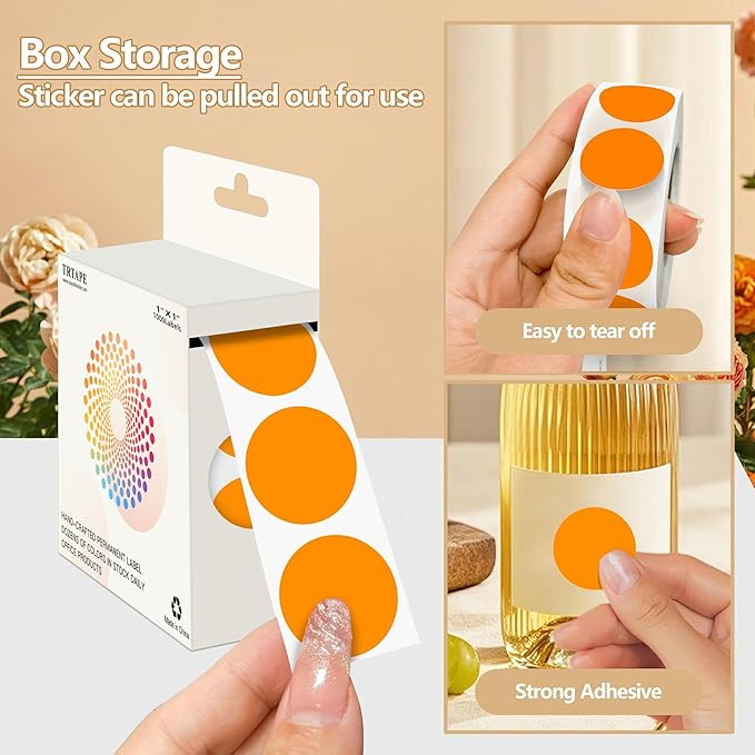 Orange 1 Inch Round Color Coding Dot Labels, 10 Rolls 10000 Dot Stickers in - Image 3