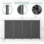 Helios&Hestia 4-Panel 6 ft Tall Indoor Folding Room Divider, Portable Privacy - Image 5