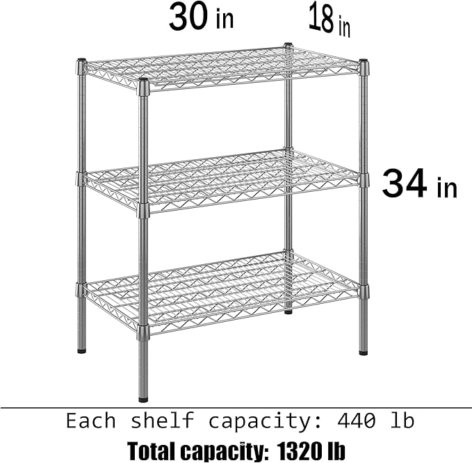 Regal Altair 18" Deep x 30" Wide x 34" Height Wire Shelving Kit | 3-Tier | NSF - Image 3