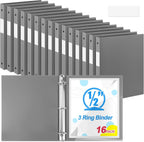 Henoyso 16 Pcs 3 Ring Binder 0.5 Inch Round Fits Letter Size 8.5'' x 11'' Paper