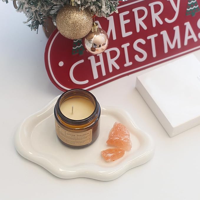 CCINPPY Ceramic Jewelry Tray Trinket Dish, Decorative Cloud Vanity Key Tray - Image 7