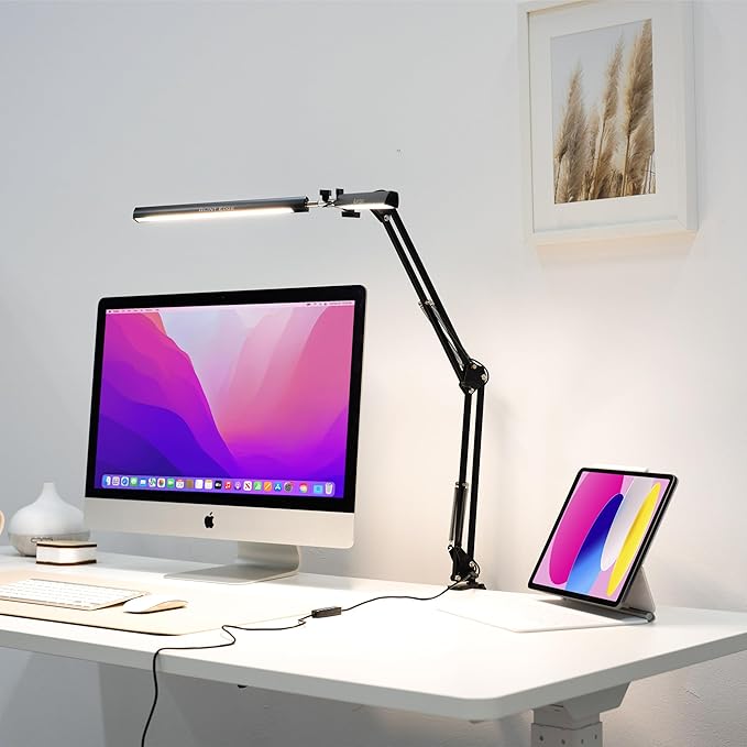 Glint Edge Double Head LED Desk Lamp, Ultra-Wide Coverage by Unknown