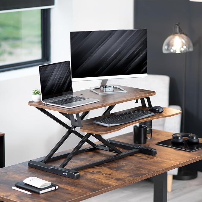VIVO 32 inch Desk Converter, K Series, Height Adjustable Sit to Stand Riser - Image 2