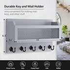 Nekon Mail and Key Holder for Wall Decorative, 11 Inch Wooden Wall Key Organizer - Image 6