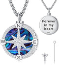 Compass Necklace for Women Men 925 Sterling Silver Pendant Urn Necklaces for by Eusense