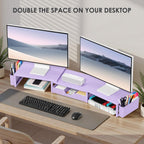 opnice desk organizers and accessories, dual monitor stand, side view